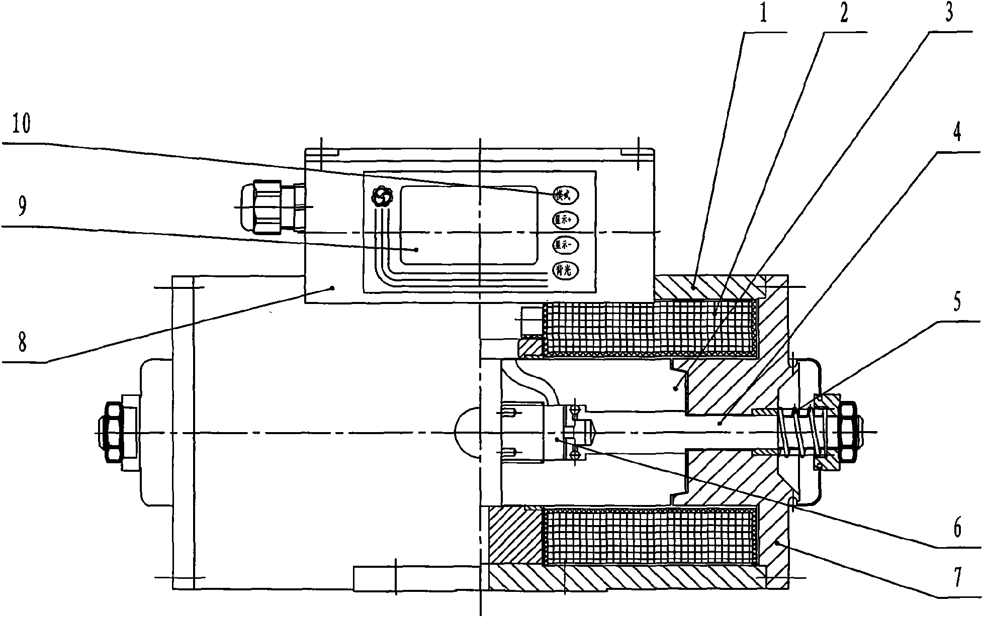 Traction machine brake with liquid crystal display device