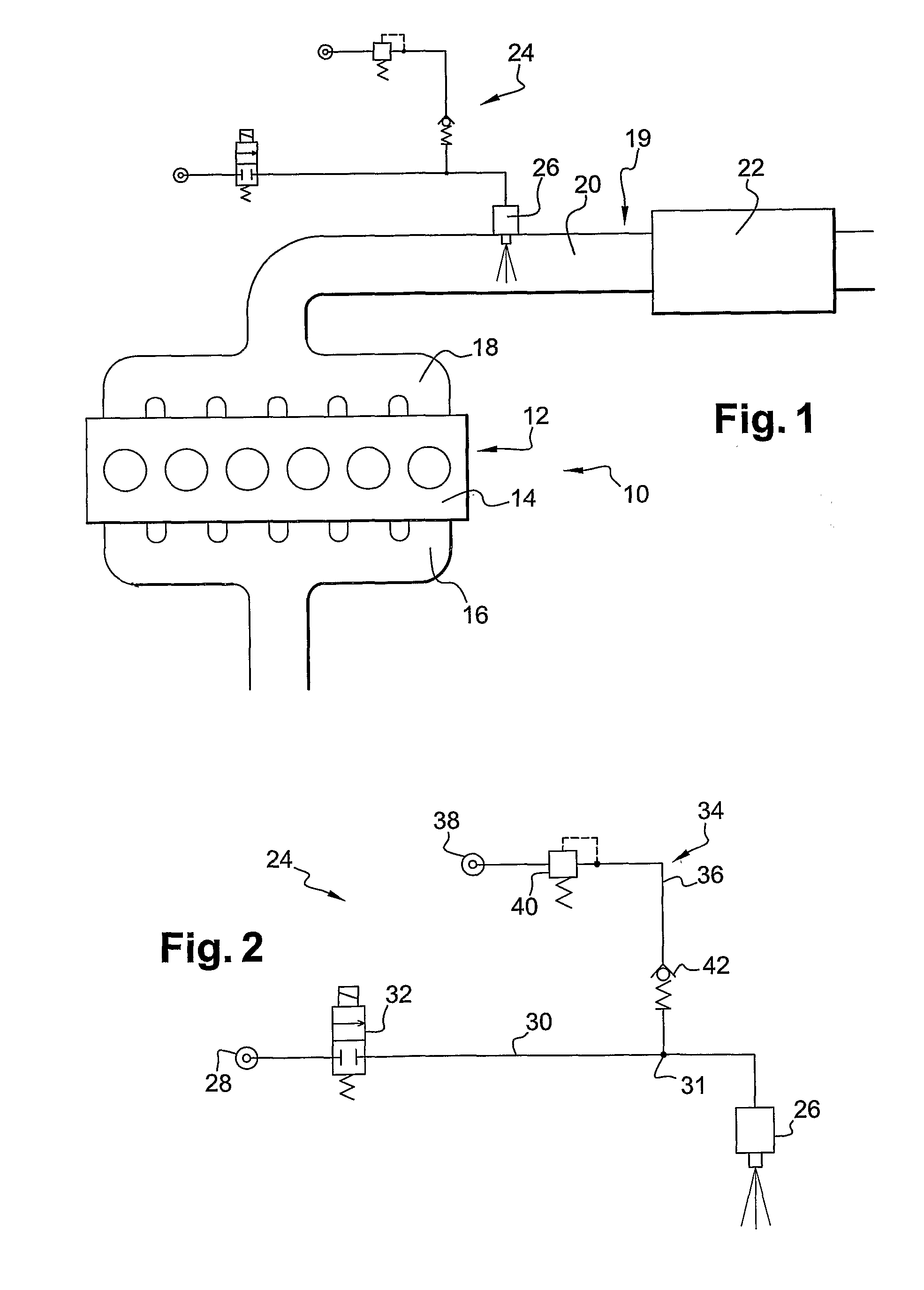 Apparatus and method for injection of a fluid for an exhaust gases treatment device