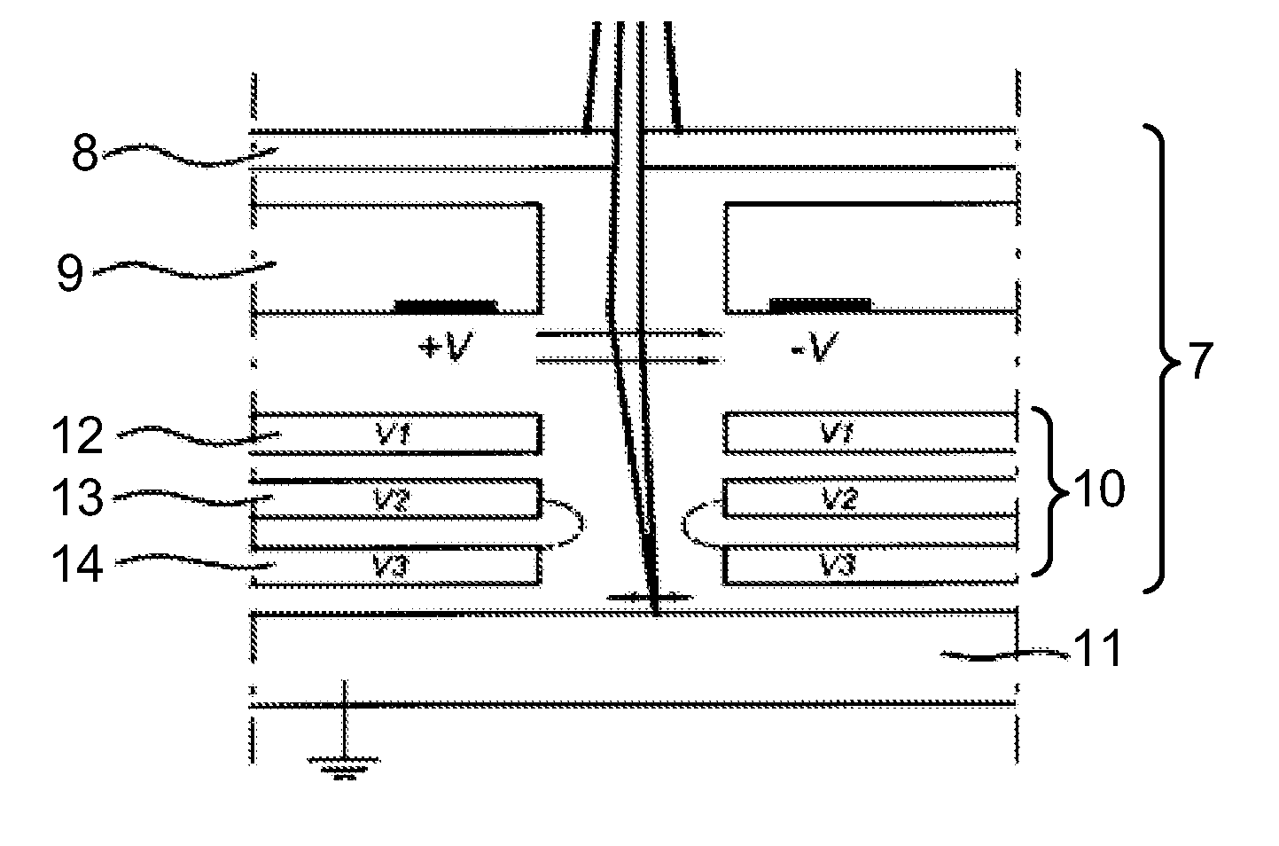 Electrostatic lens structure