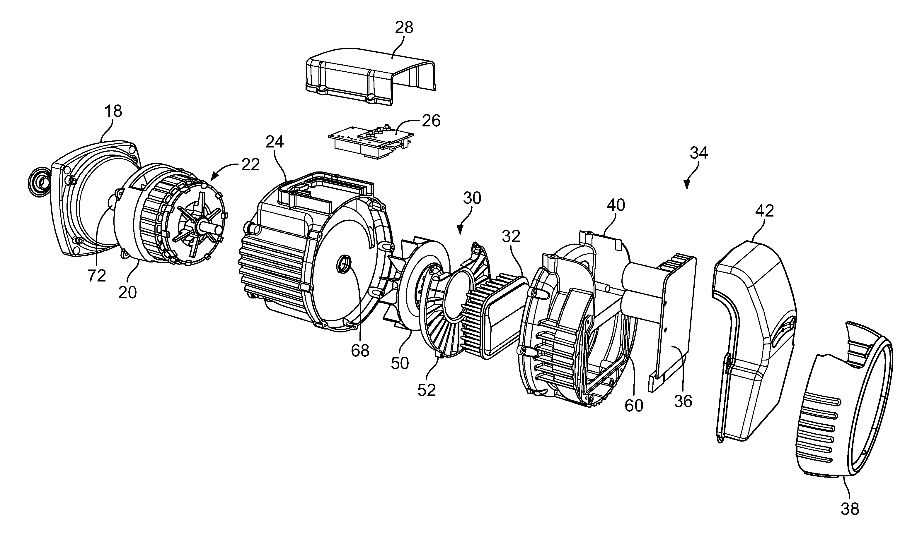 Air-cooled electric machine and method of assembling the same