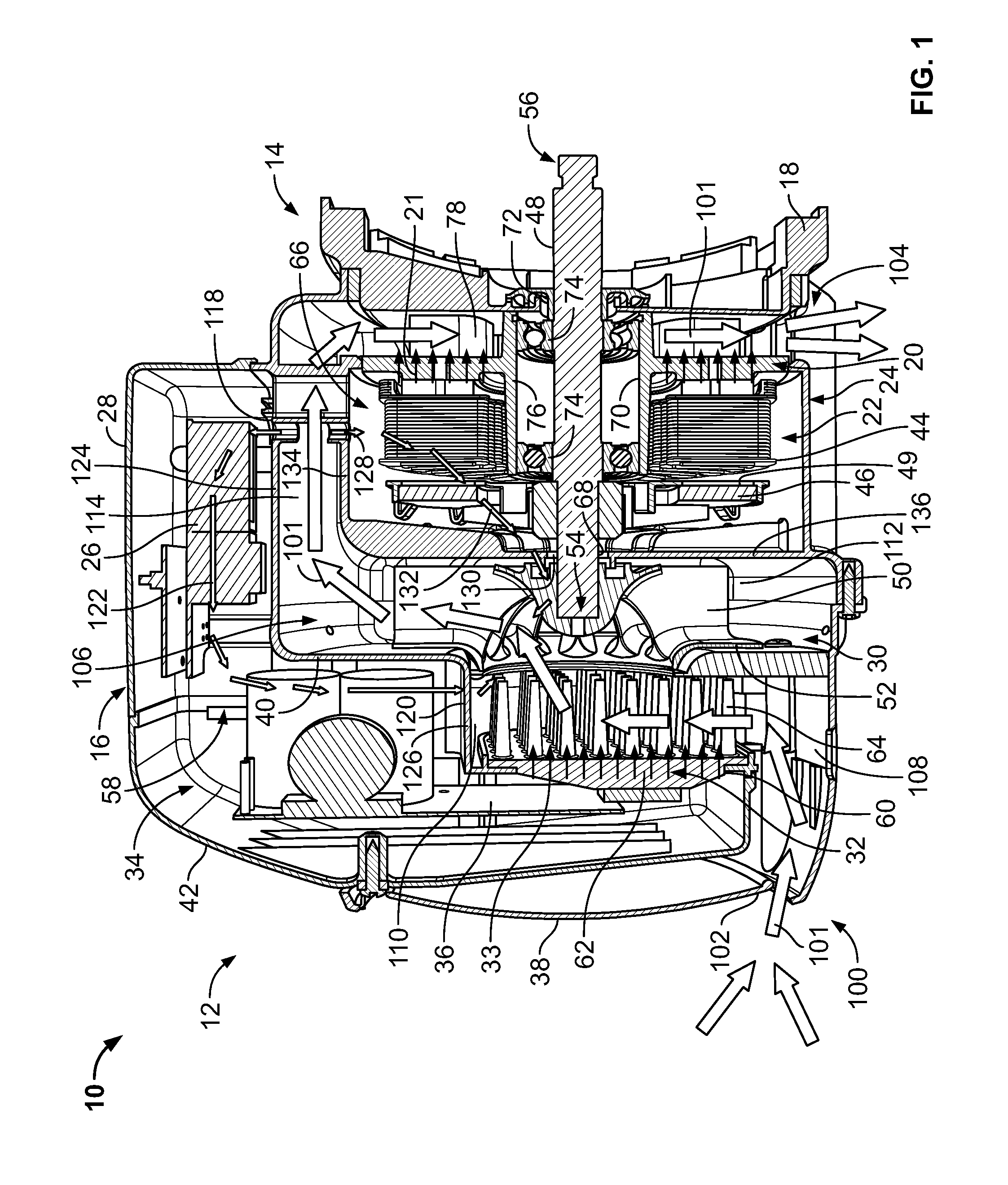 Air-cooled electric machine and method of assembling the same