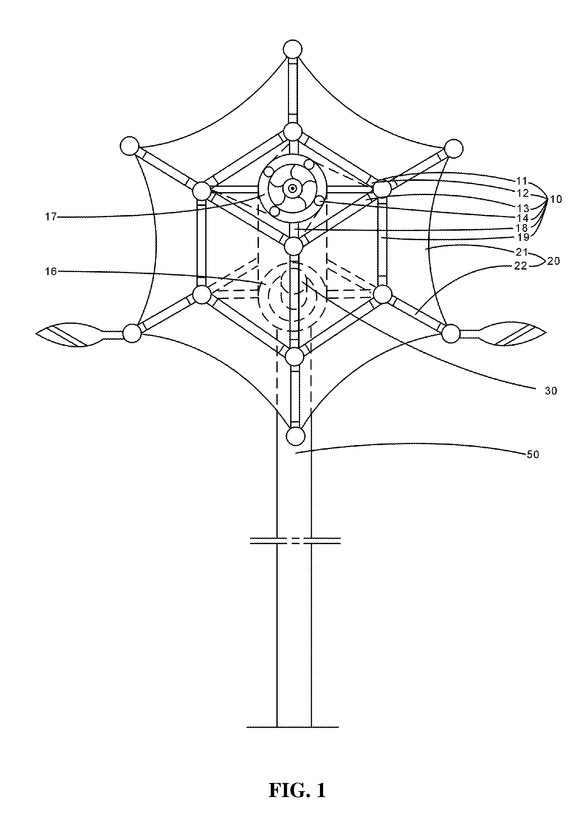 Three-dimensional wind-light congregating power generating system with spherical joints