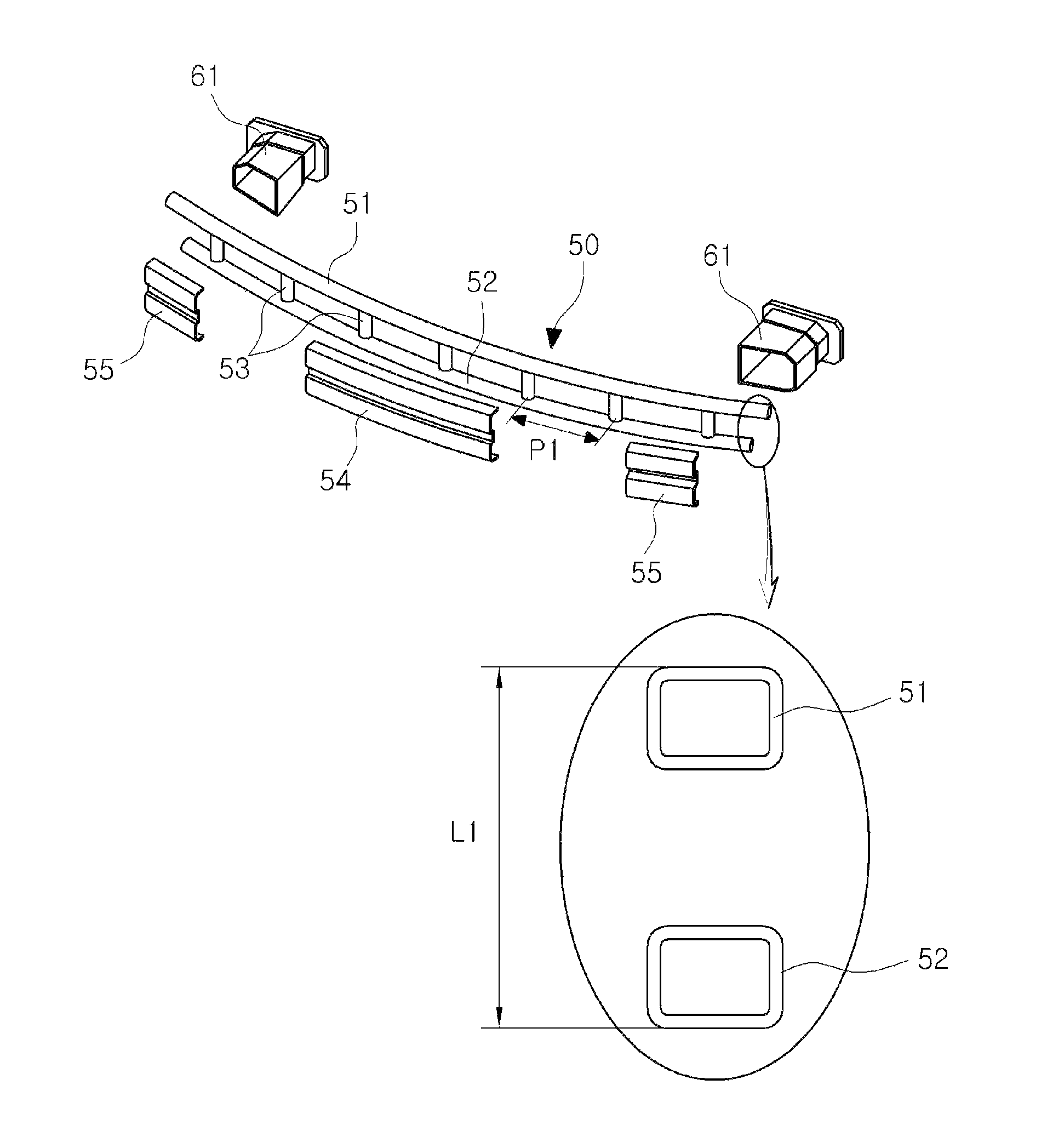 Tubular back beam for vehicle