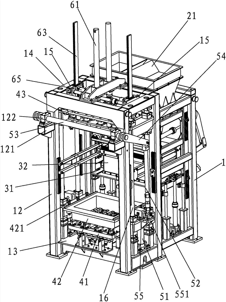 Table vibration building block forming machine capable of manufacturing height being 500 mm