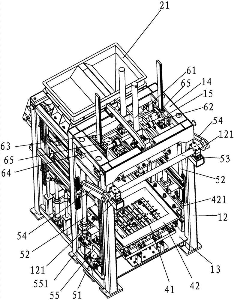 Table vibration building block forming machine capable of manufacturing height being 500 mm