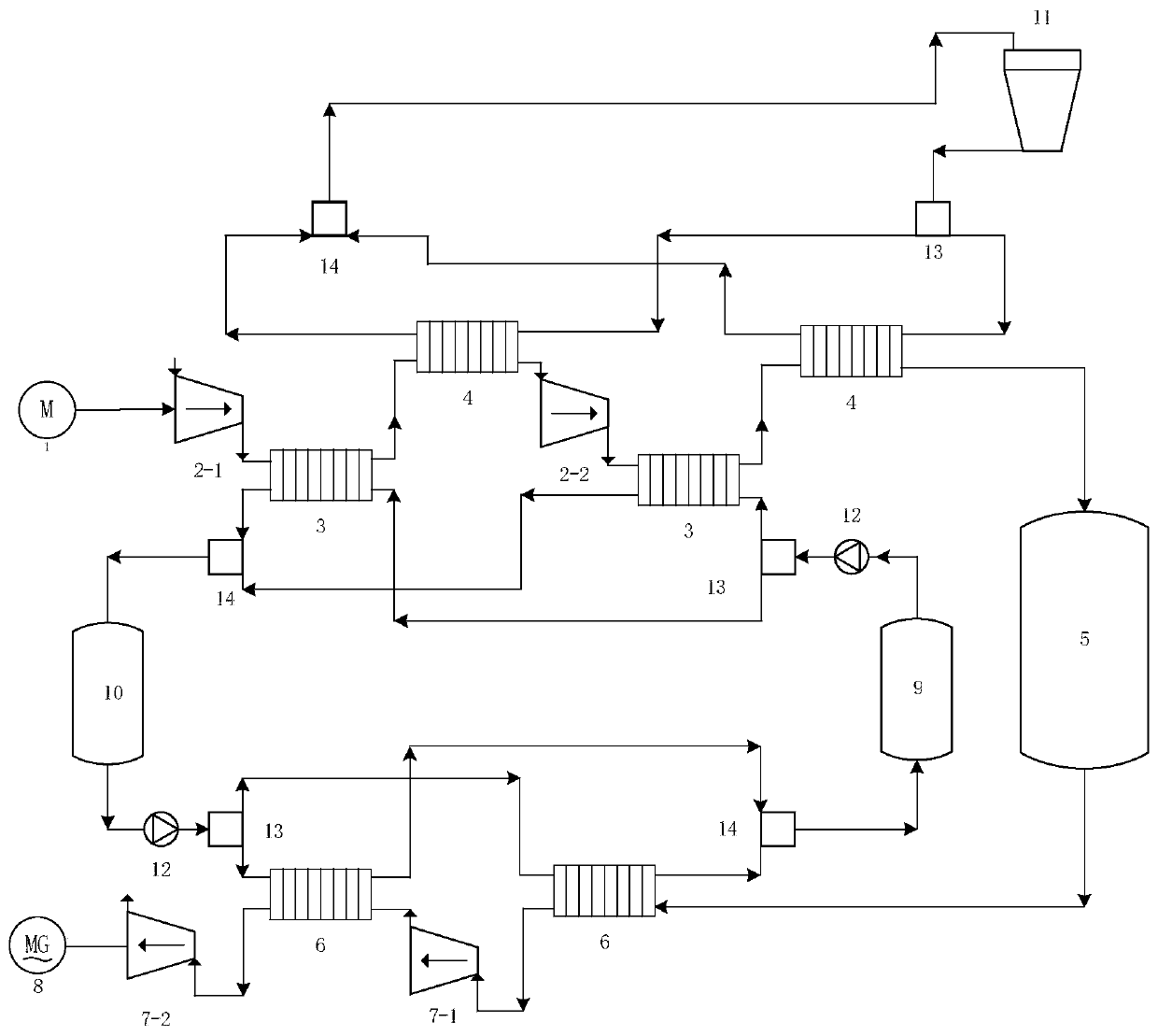 A non-supplementary combustion compressed air energy storage system