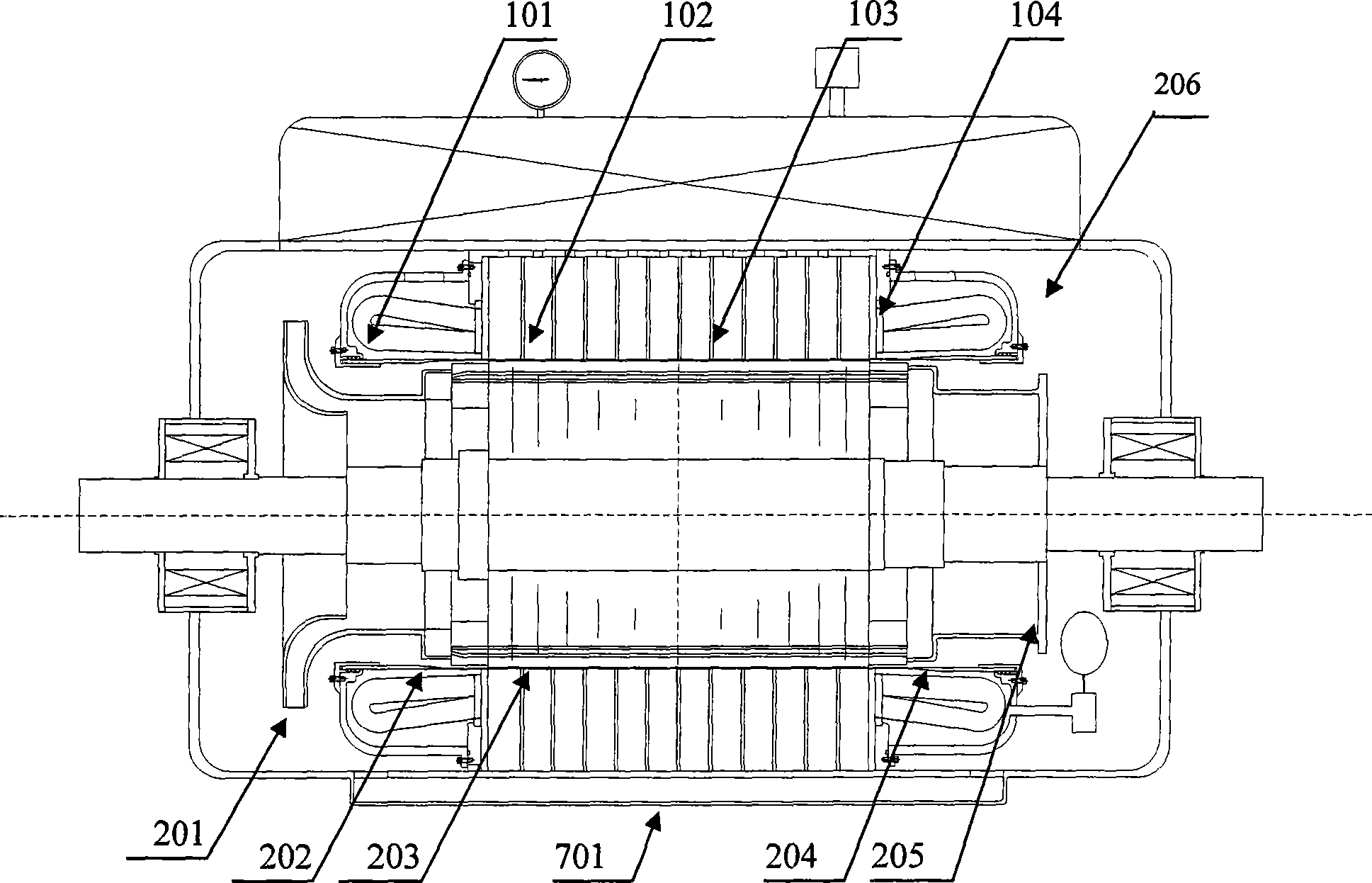 Horizontal pervaporatively cooling motor