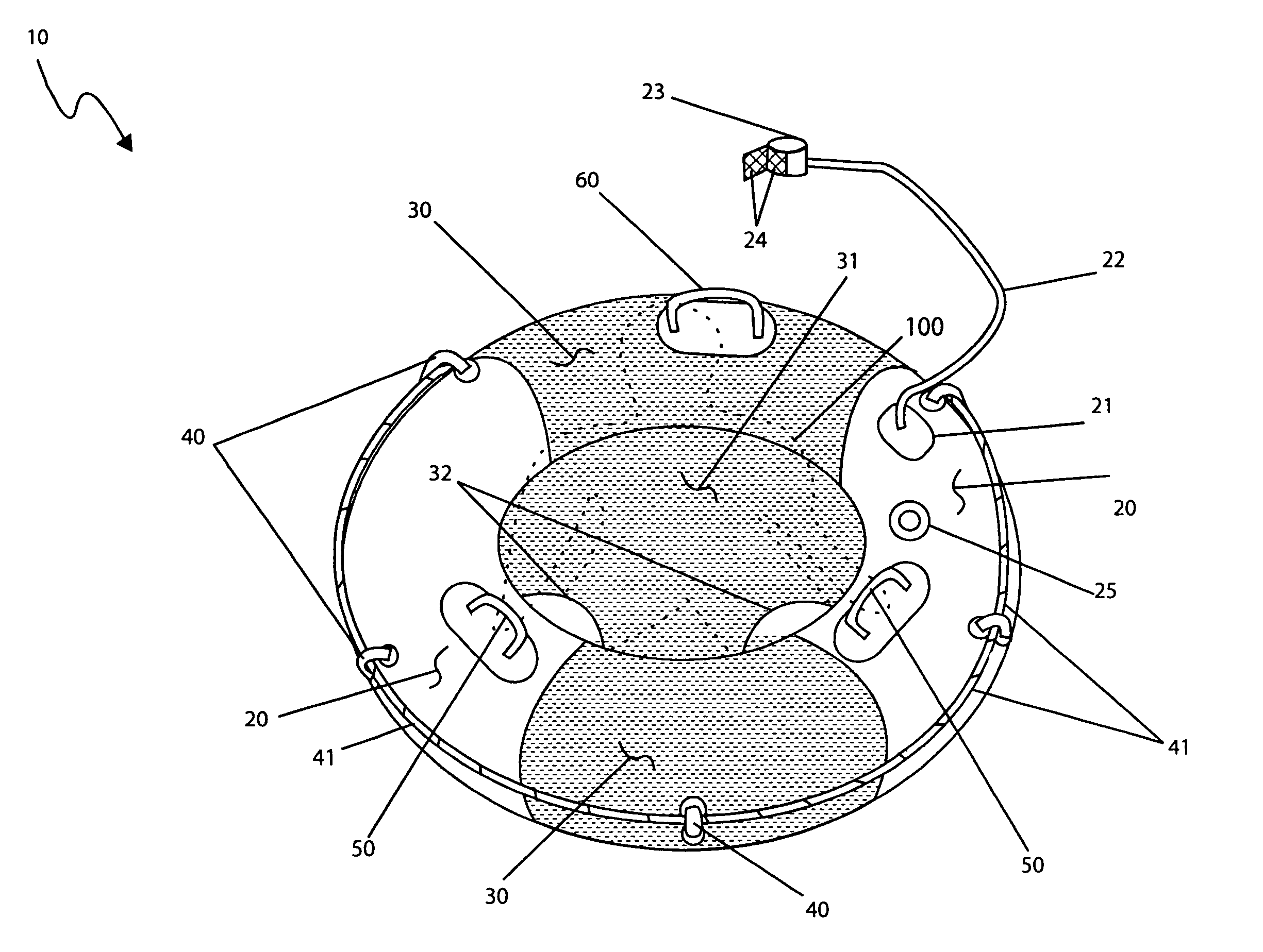 Tethered flotation device and method of use thereof