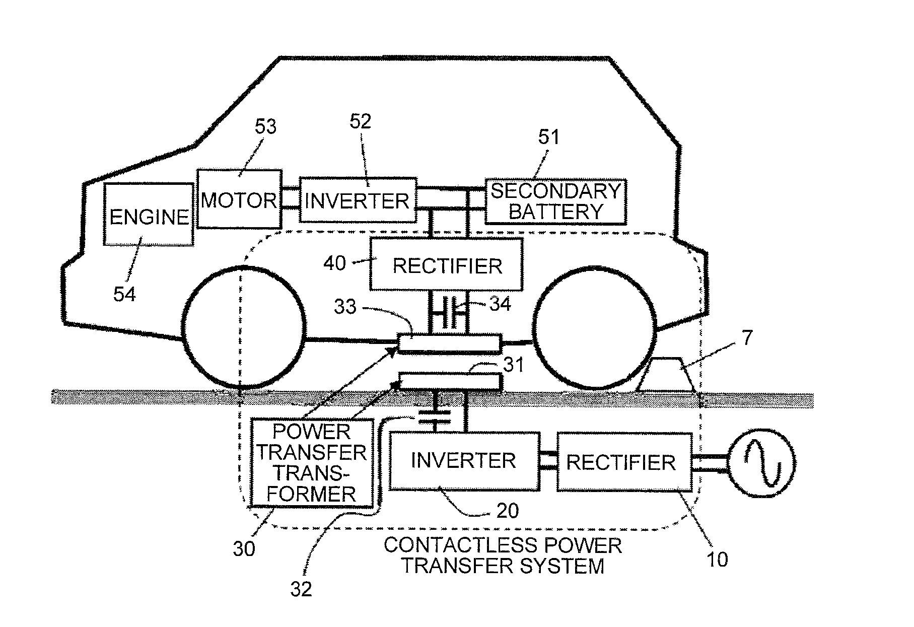 Contactless power transfer device for moving object