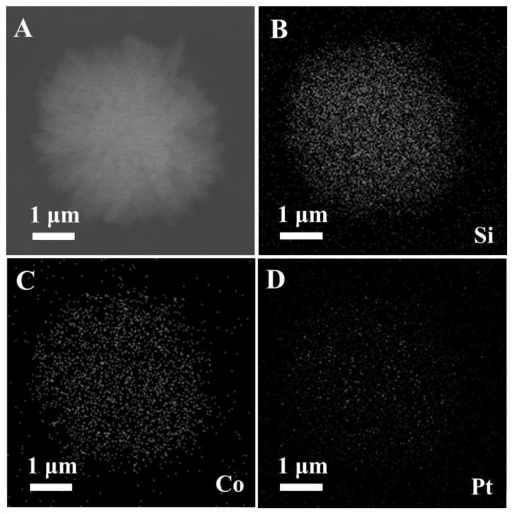 PtCo nano-alloy modified Co3O4-SiO2 flower-like multistage composite material and preparation method thereof