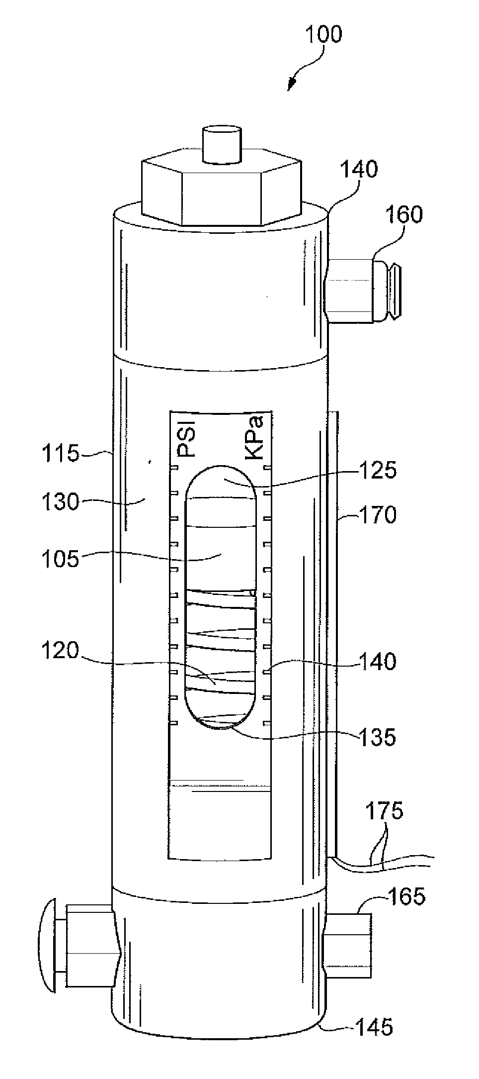 Electronic readout for piston-type differential pressure gauge