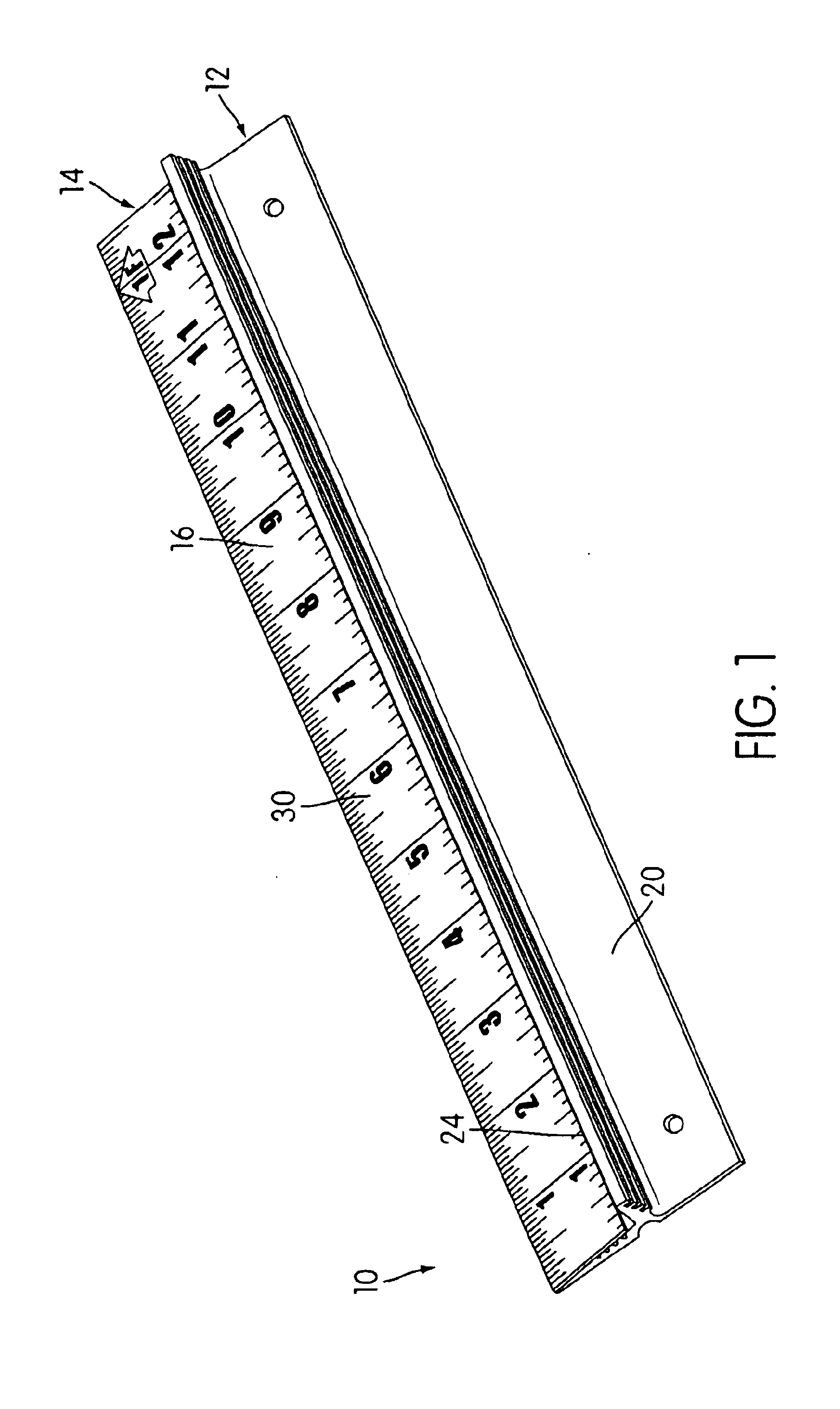 Straight edge to facilitate holding and measuring and to provide protection when cutting