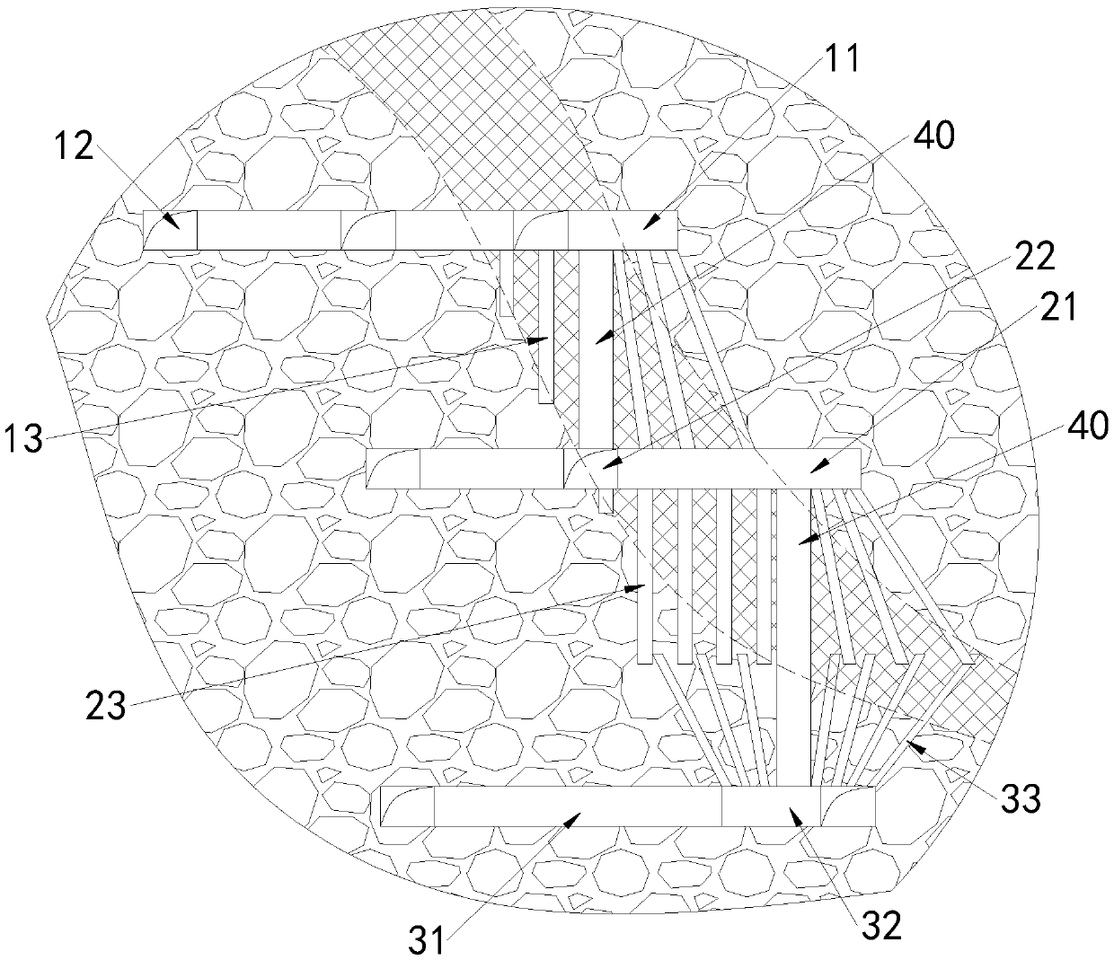 Dip-to-gentle-dip medium-thickness ore body multi-aperture combined application mining method