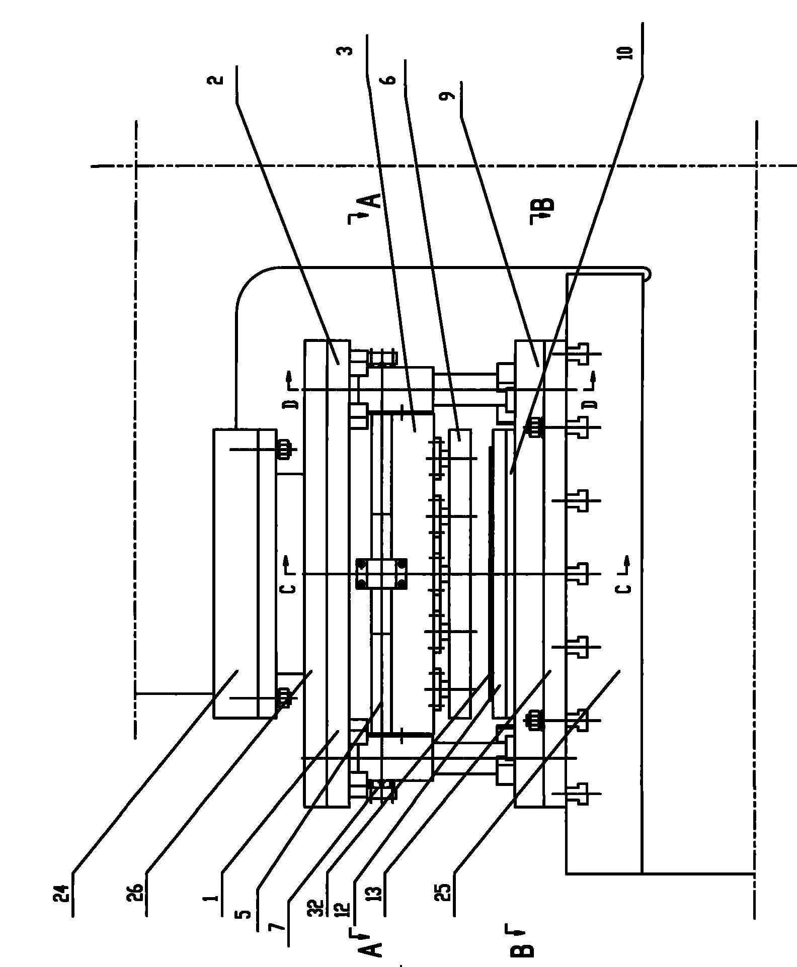 Punching device for bridge plate production line