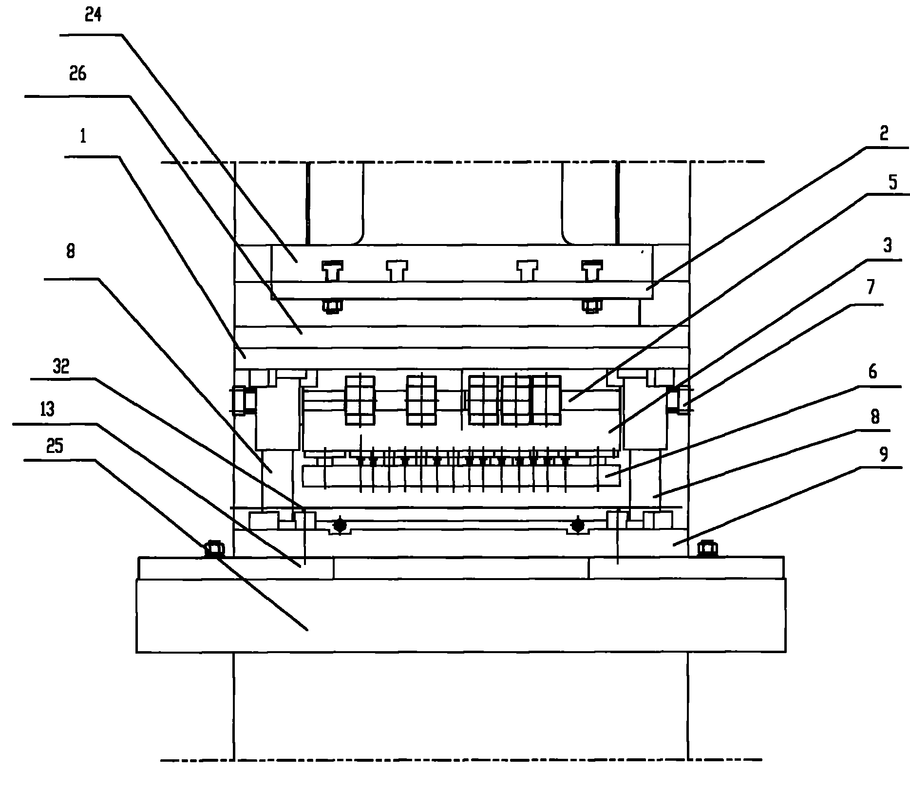 Punching device for bridge plate production line