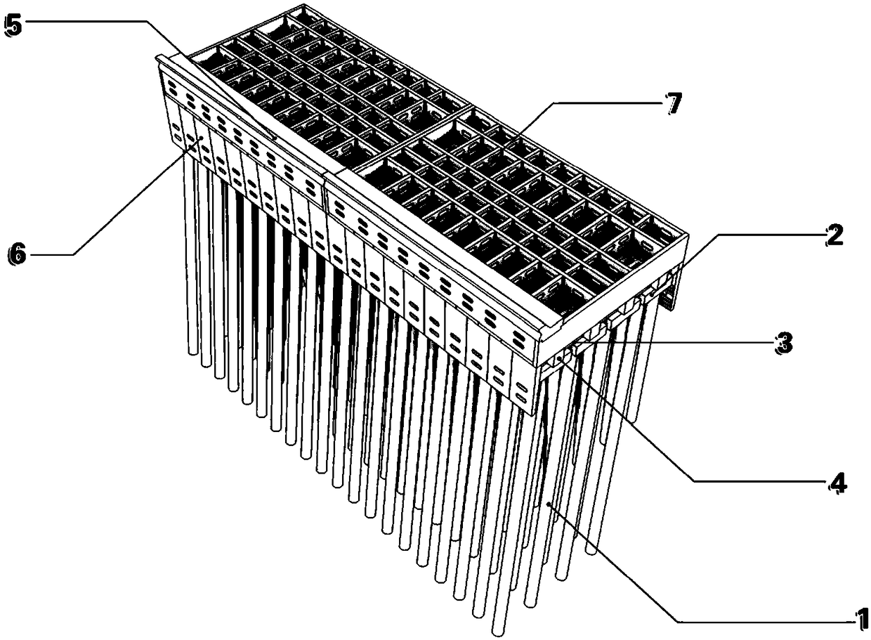 Pile foundation structure breakwater with energy dissipation chamber