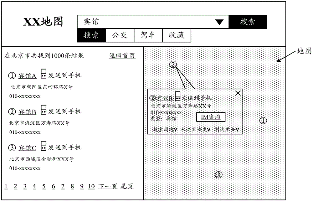 An instant messaging method and system based on Internet map search