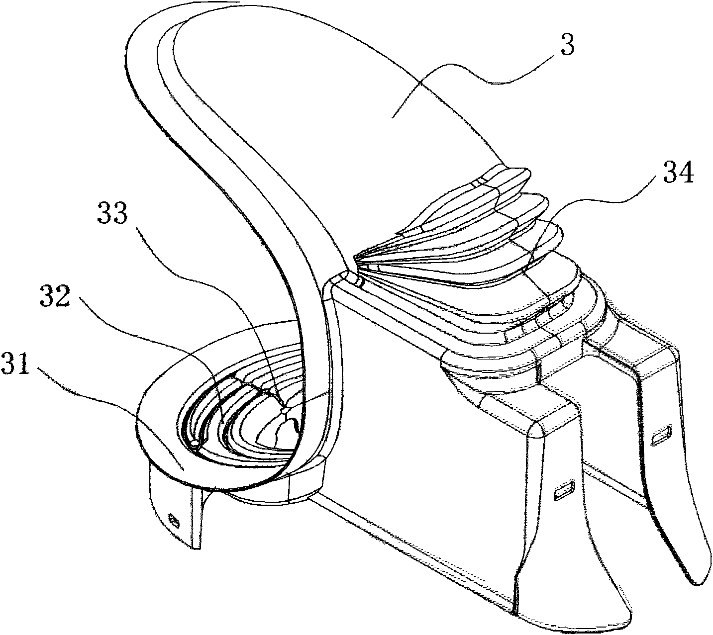 Sucking seat assembly of automatic care bed