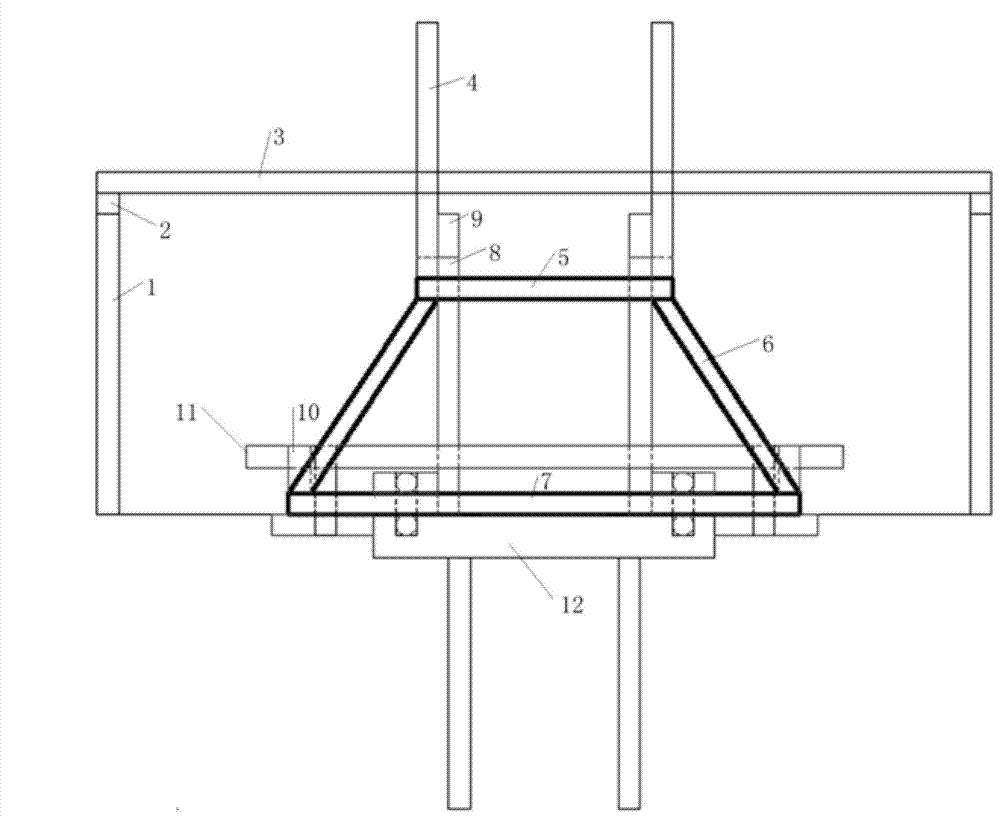 Test device for simulating six-direction load action on raft of raft base