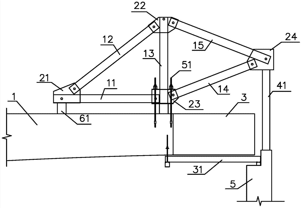 Large-span concrete continuous girder bridge side span folding device and method