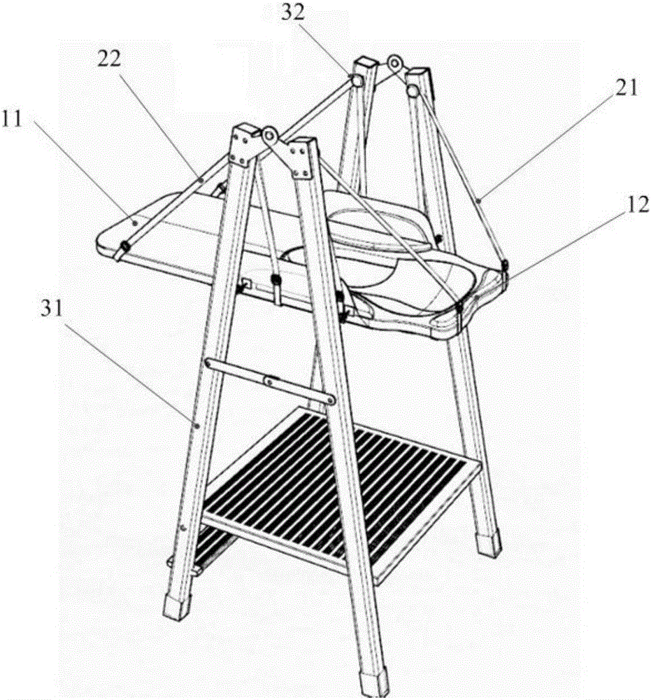 Lie prone type supporting chair and office suite including supporting chair