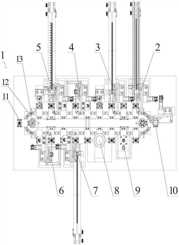 Automatic ox horn wheel bracket assembling machine