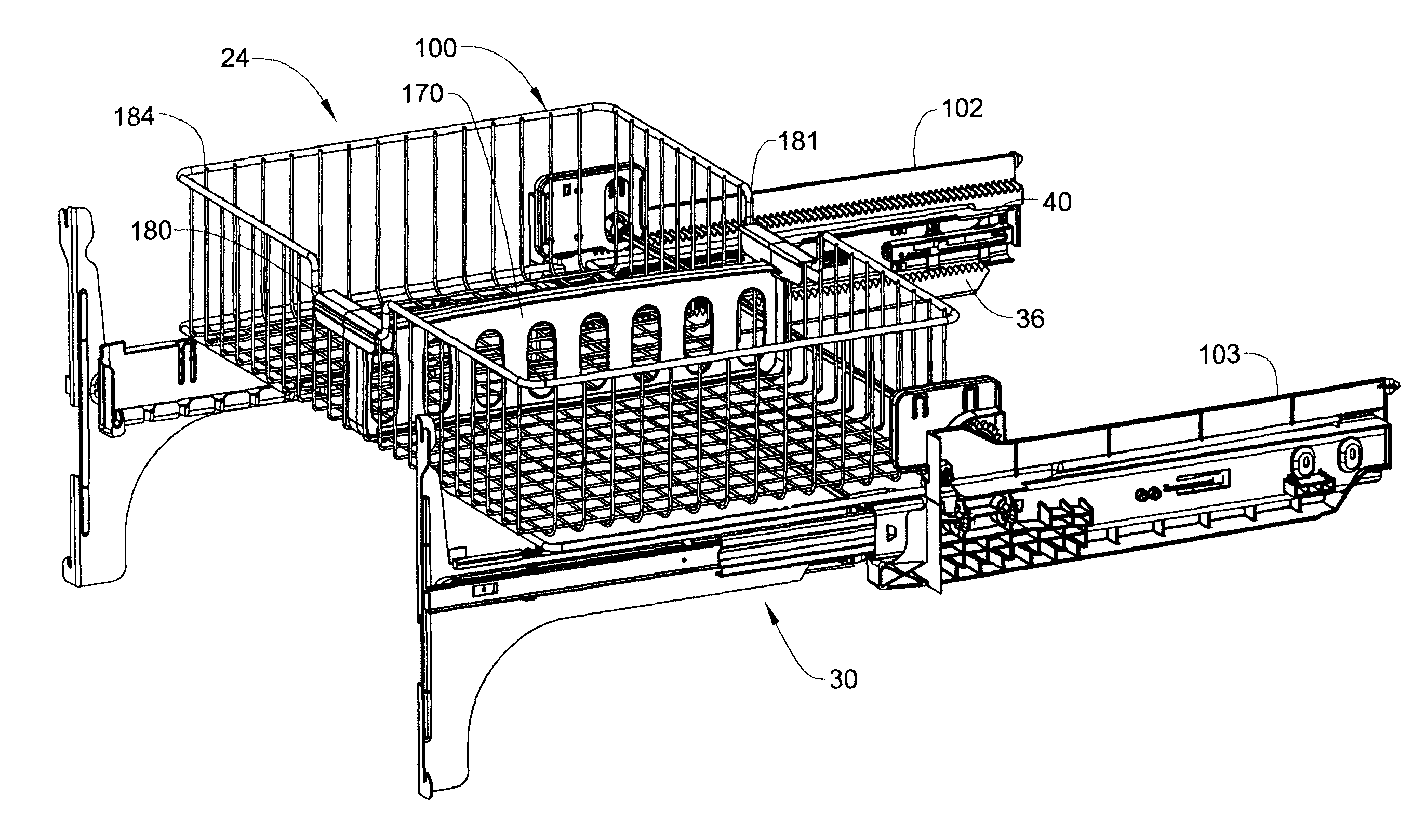 Rack and pinion refrigerator storage system