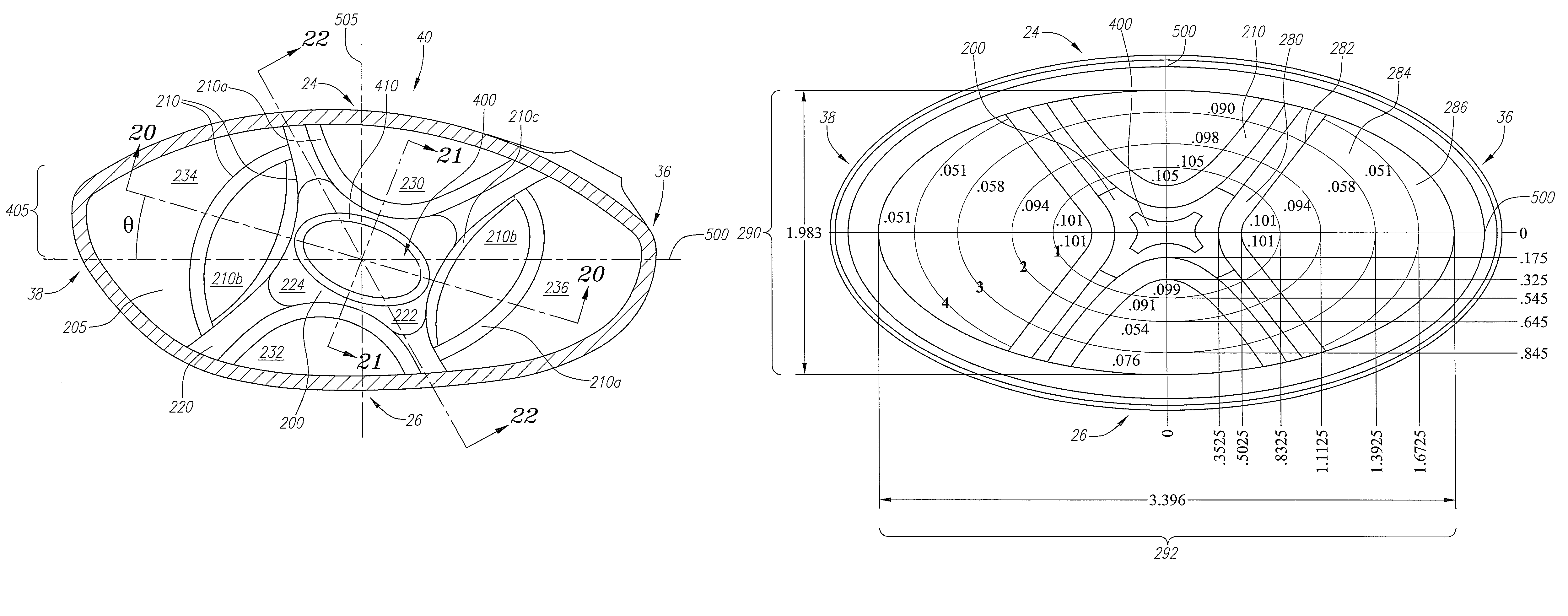 Golf club head with variable face thickness