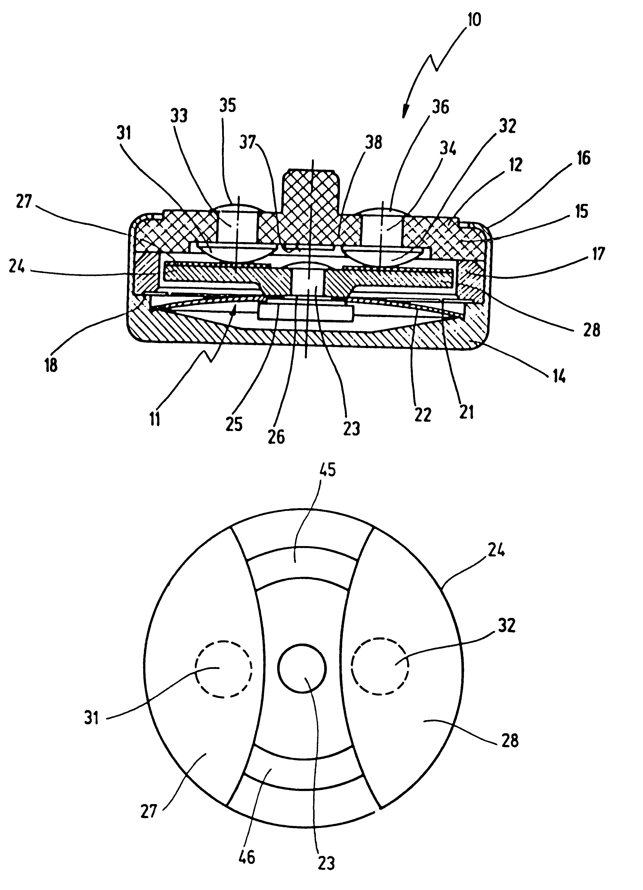 Temperature-dependent switch having a current transfer member