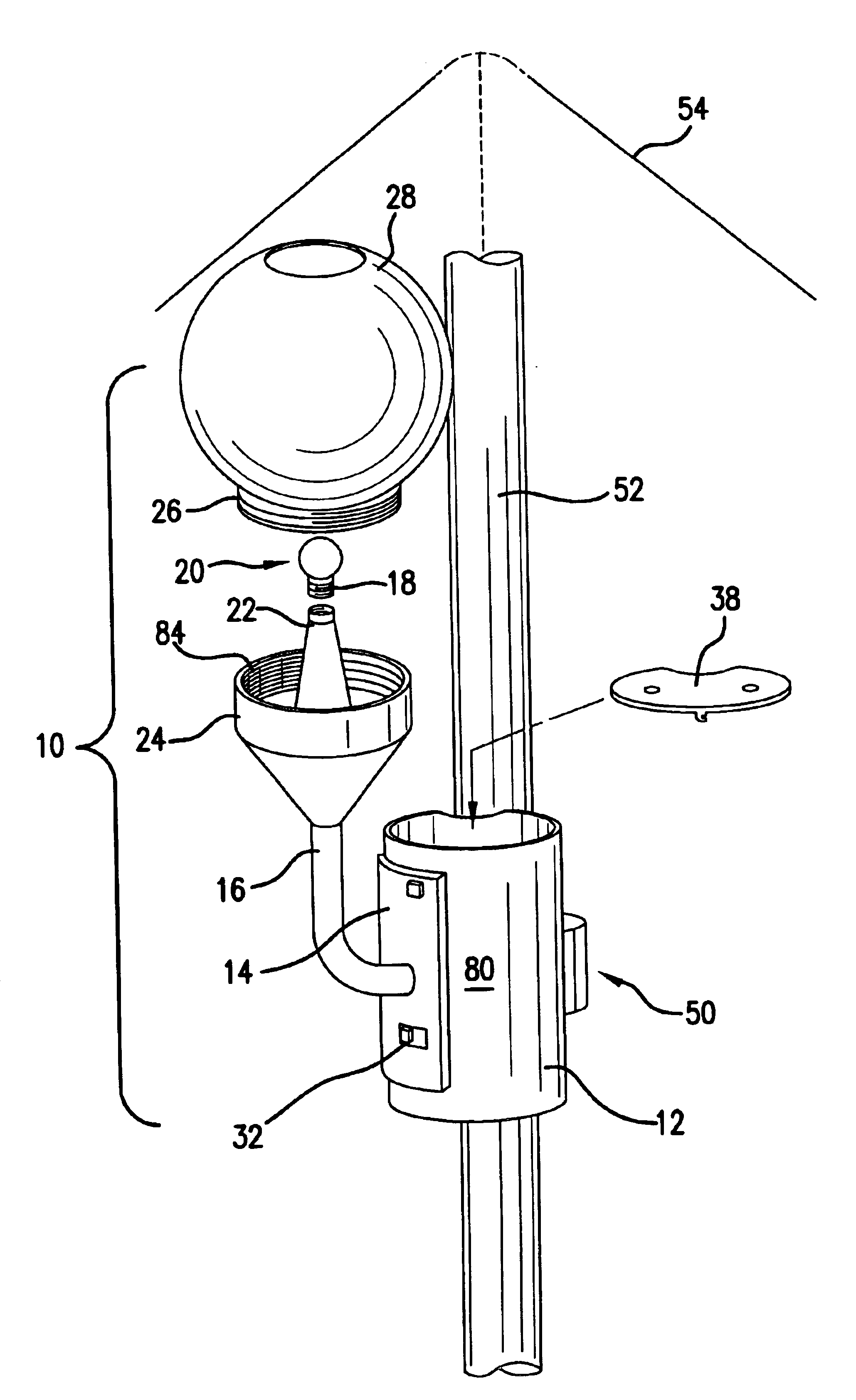 Lighting structure for patio umbrella