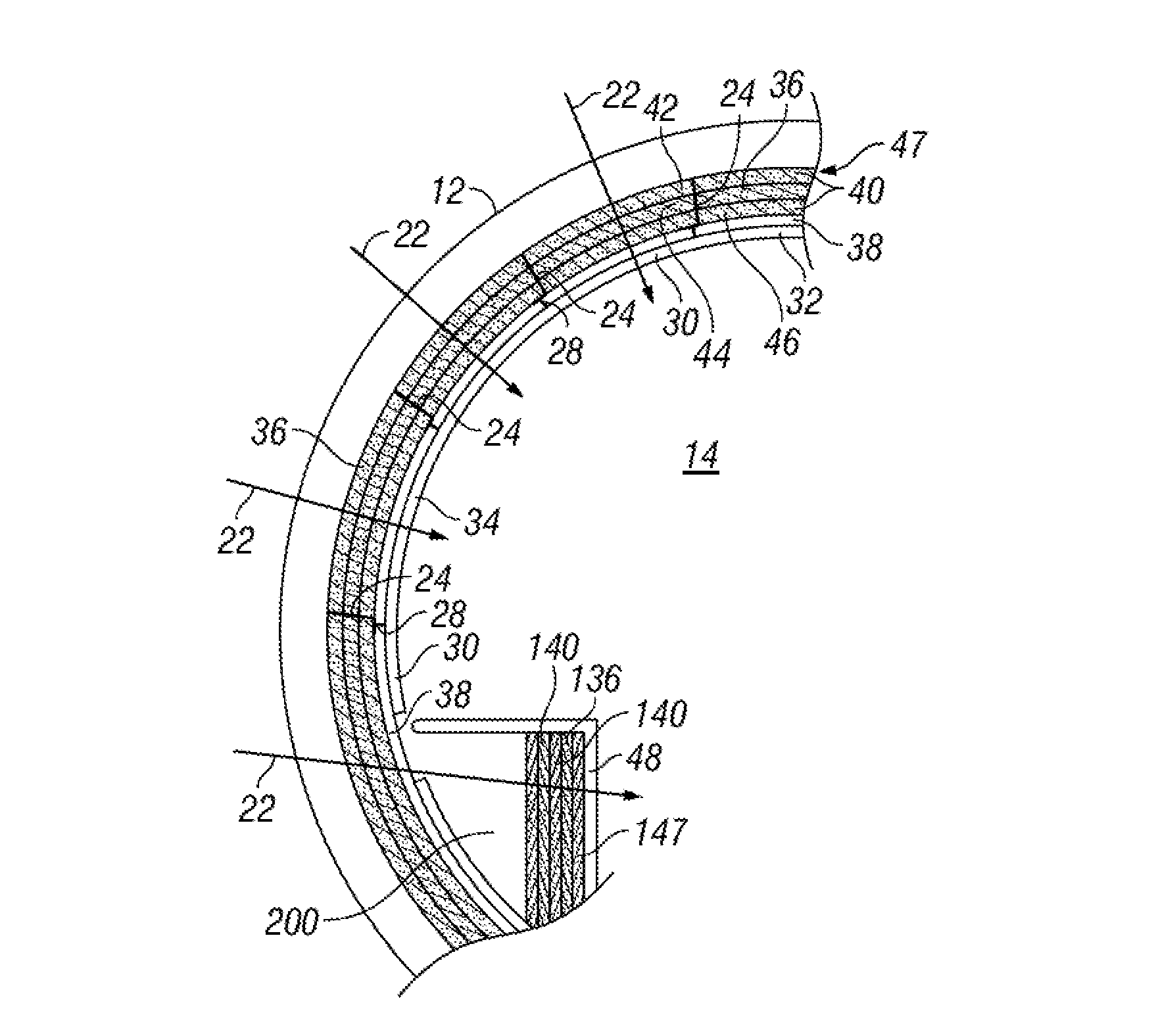 Thermal-acoustic sections for an aircraft