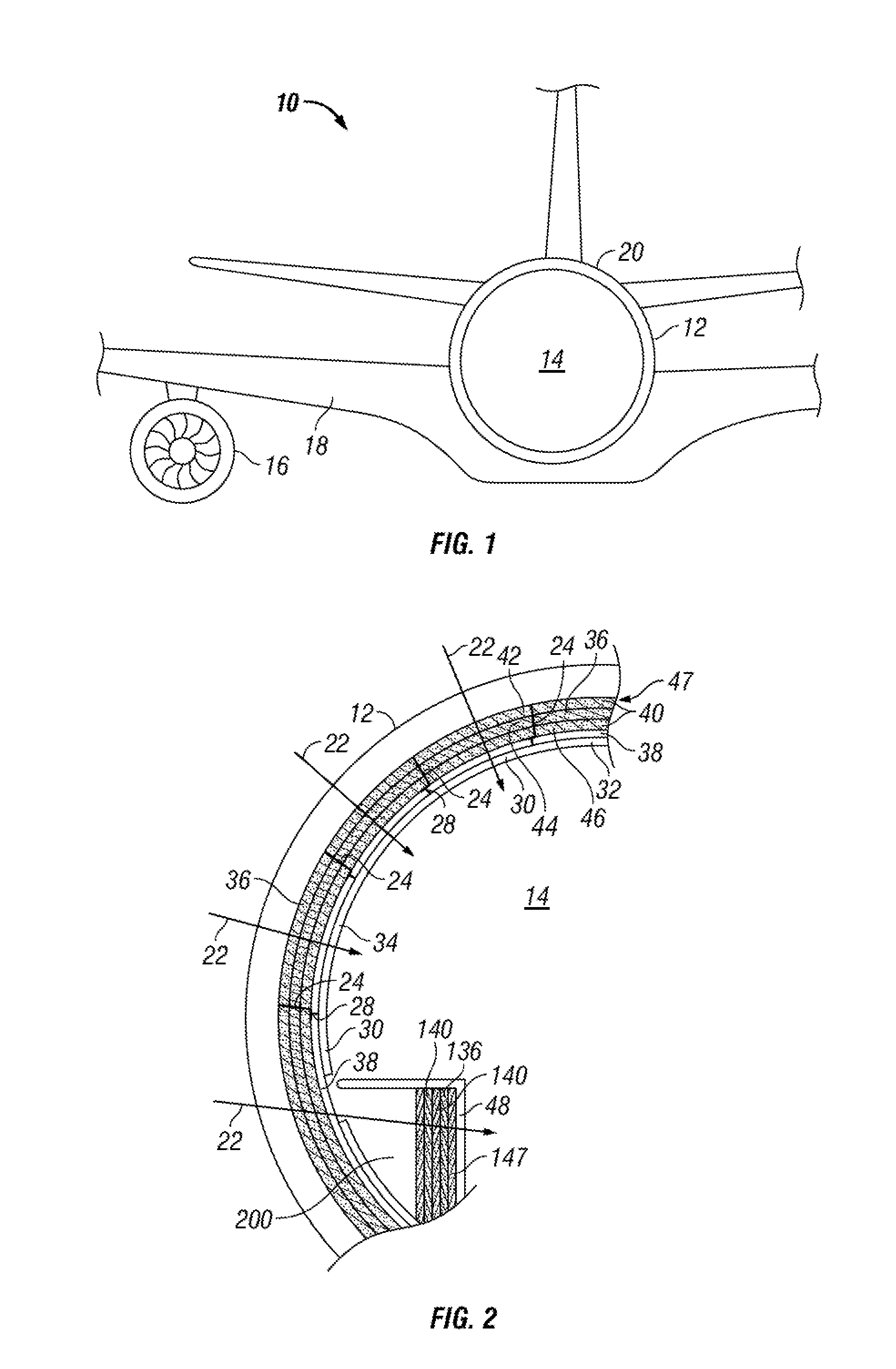 Thermal-acoustic sections for an aircraft