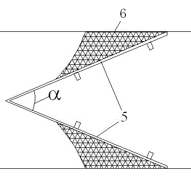 A V-shaped trash rack