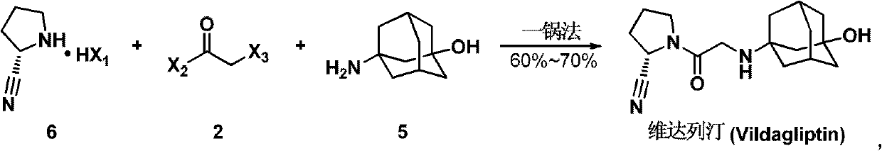 Process for preparing Vildagliptin by one-pot method