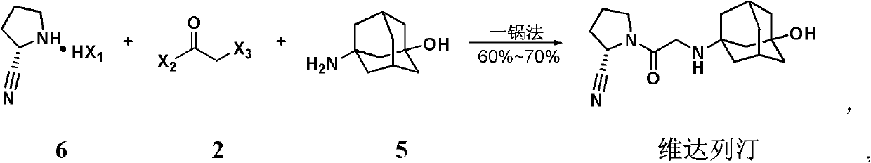 Process for preparing Vildagliptin by one-pot method