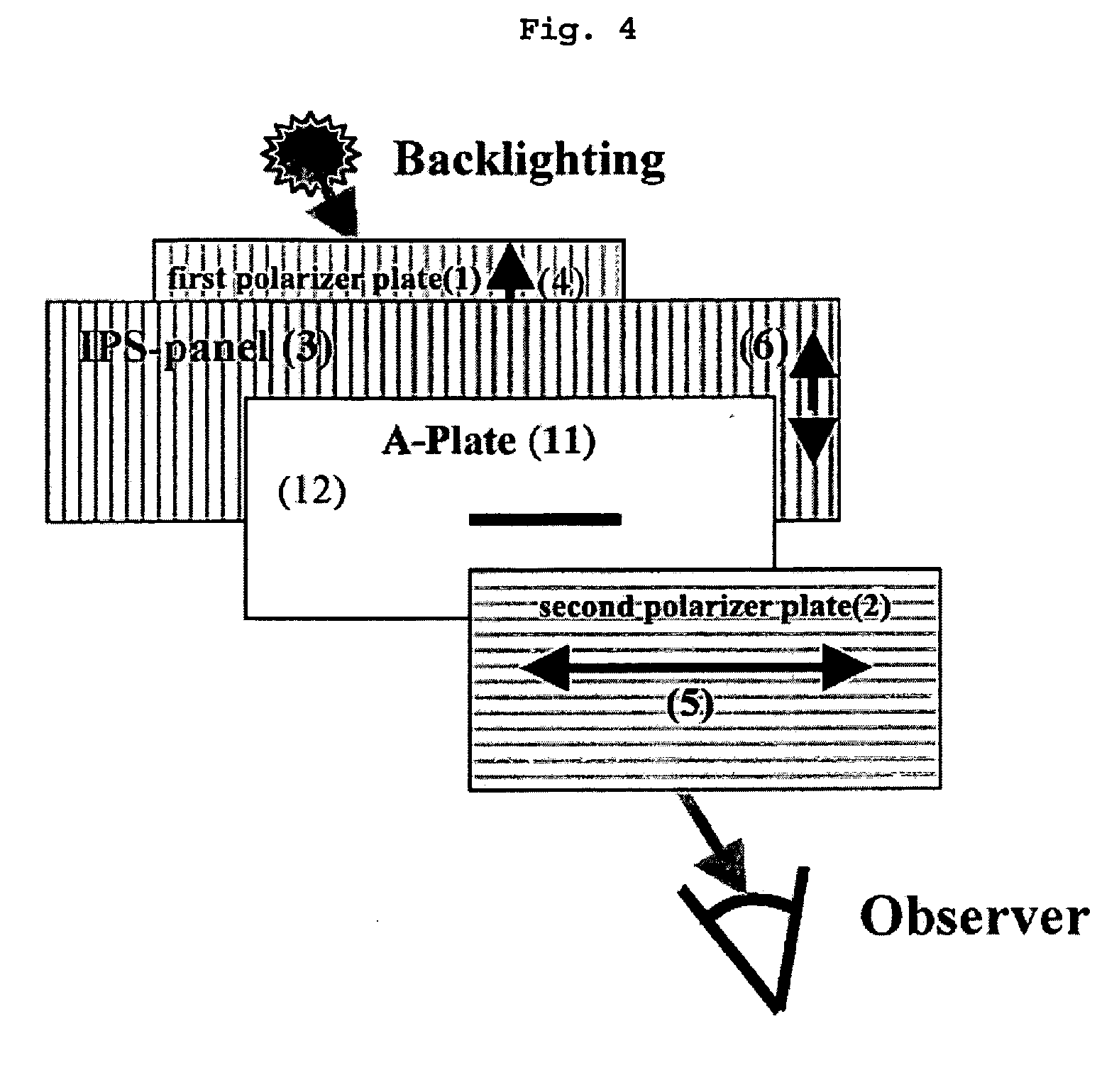 In-plane switching liquid crystal display including viewing angle compensation film using +A-plate