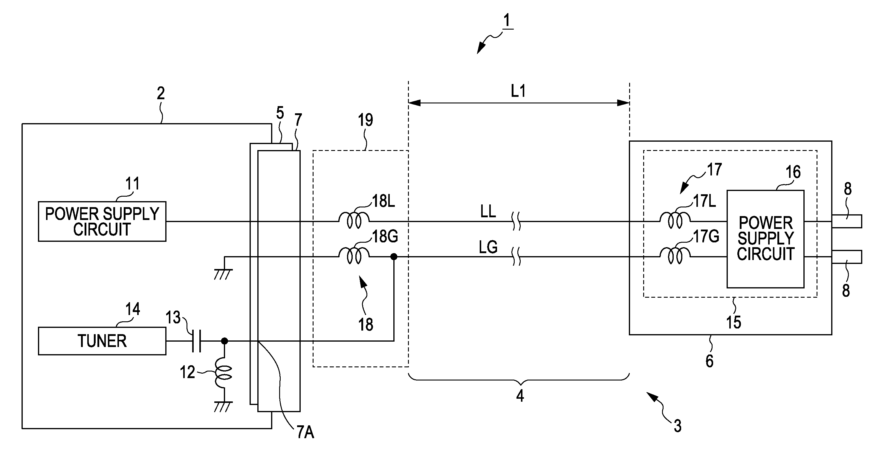 Power supply device, power cable, and reception device