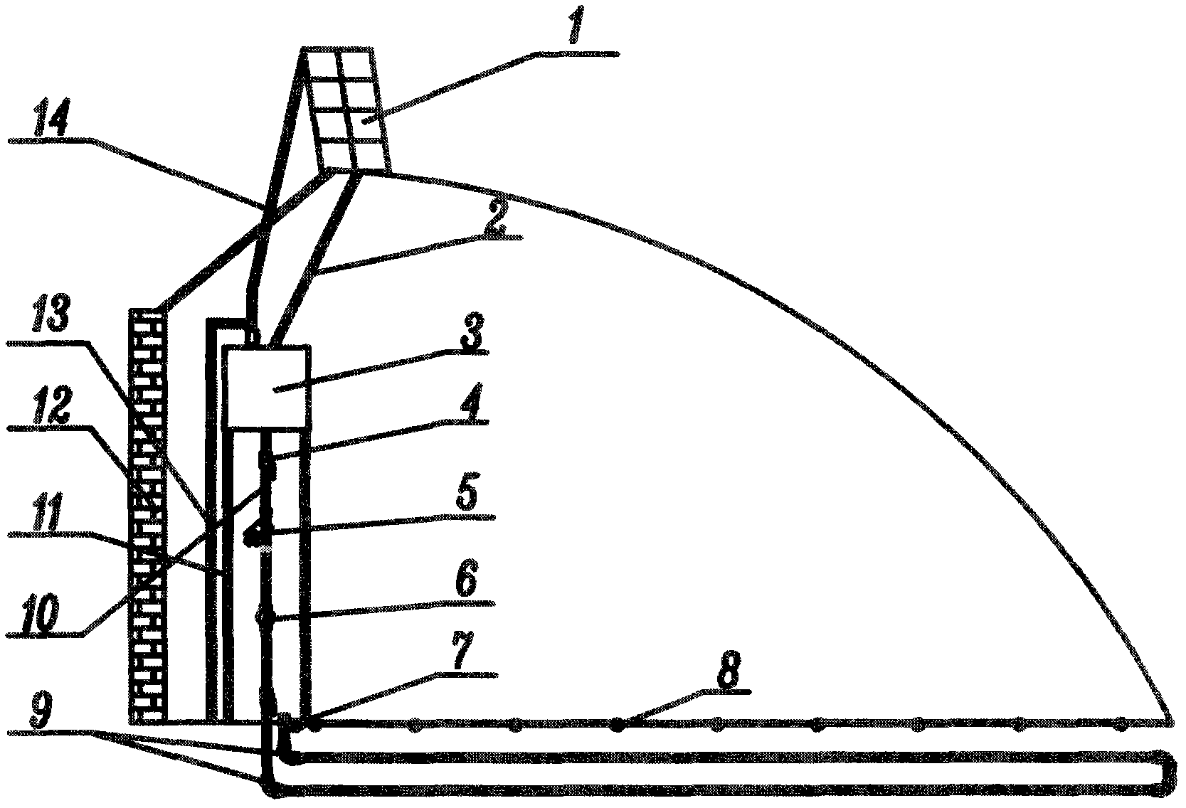 Solar supplying geotherm greenhouse gravity drip irrigation system