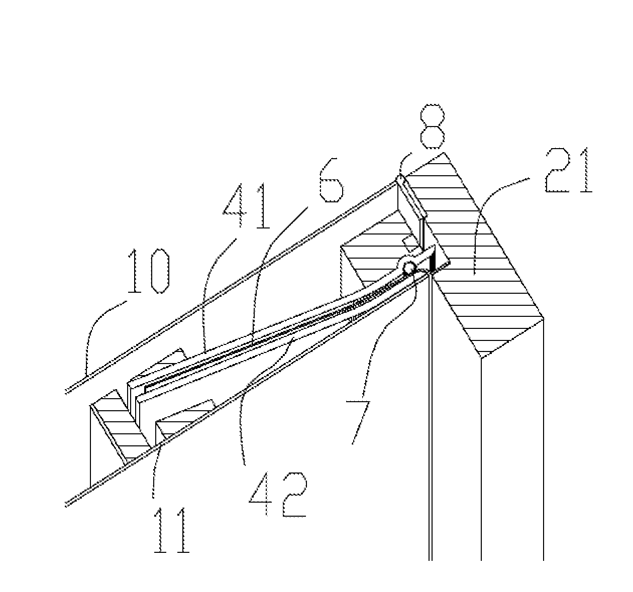 Door with embedded protecting device