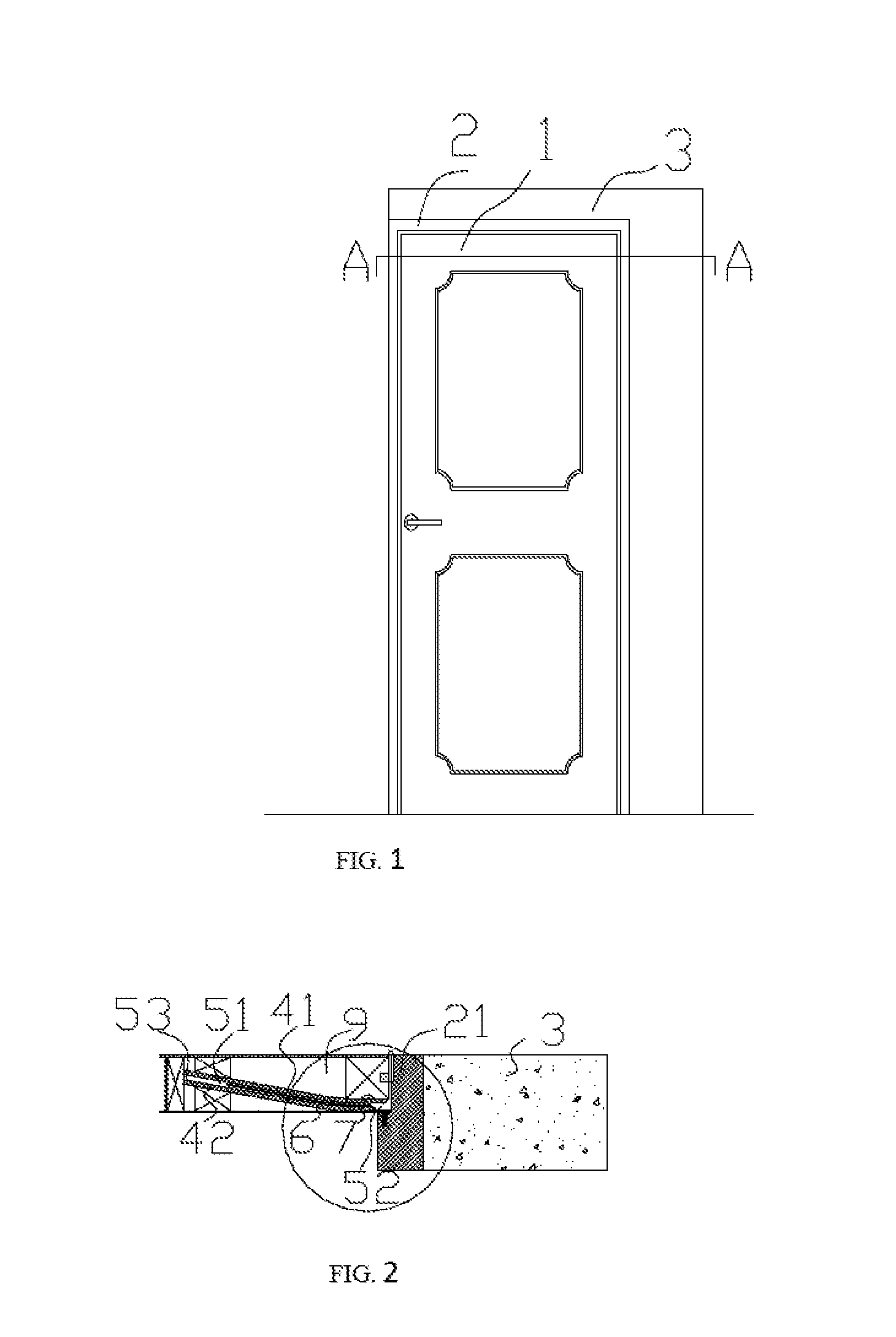 Door with embedded protecting device