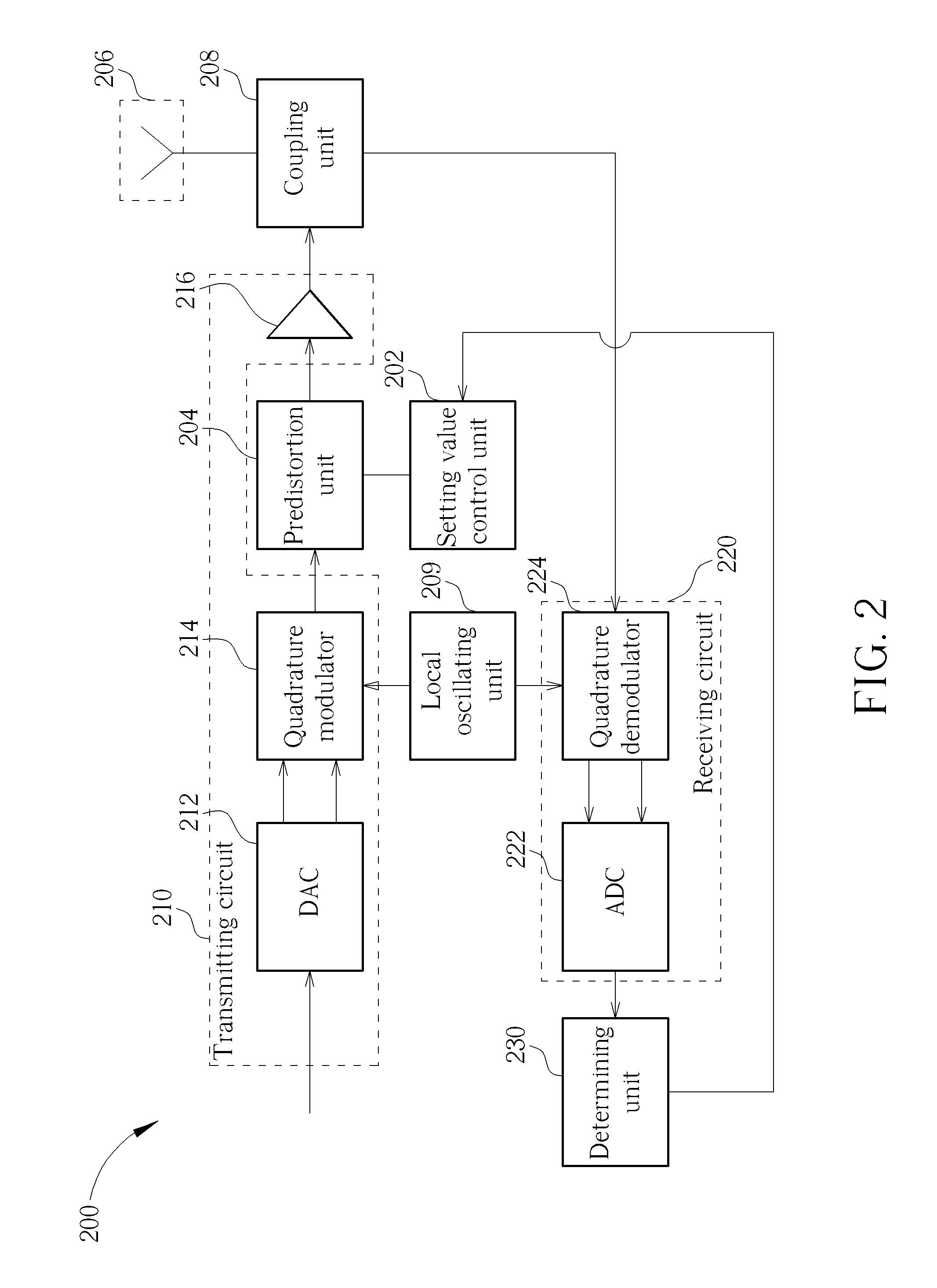 Transmitting device and method for determining target predistortion setting value