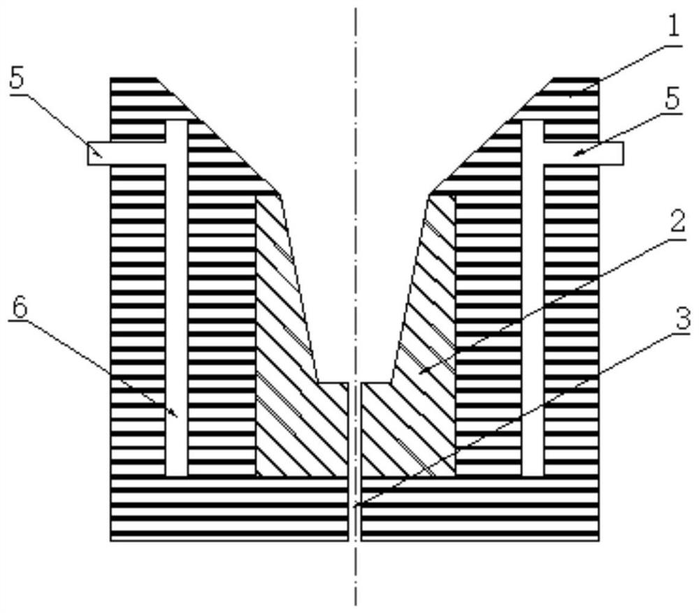 A water-cooled composite mold for arc melting drop casting