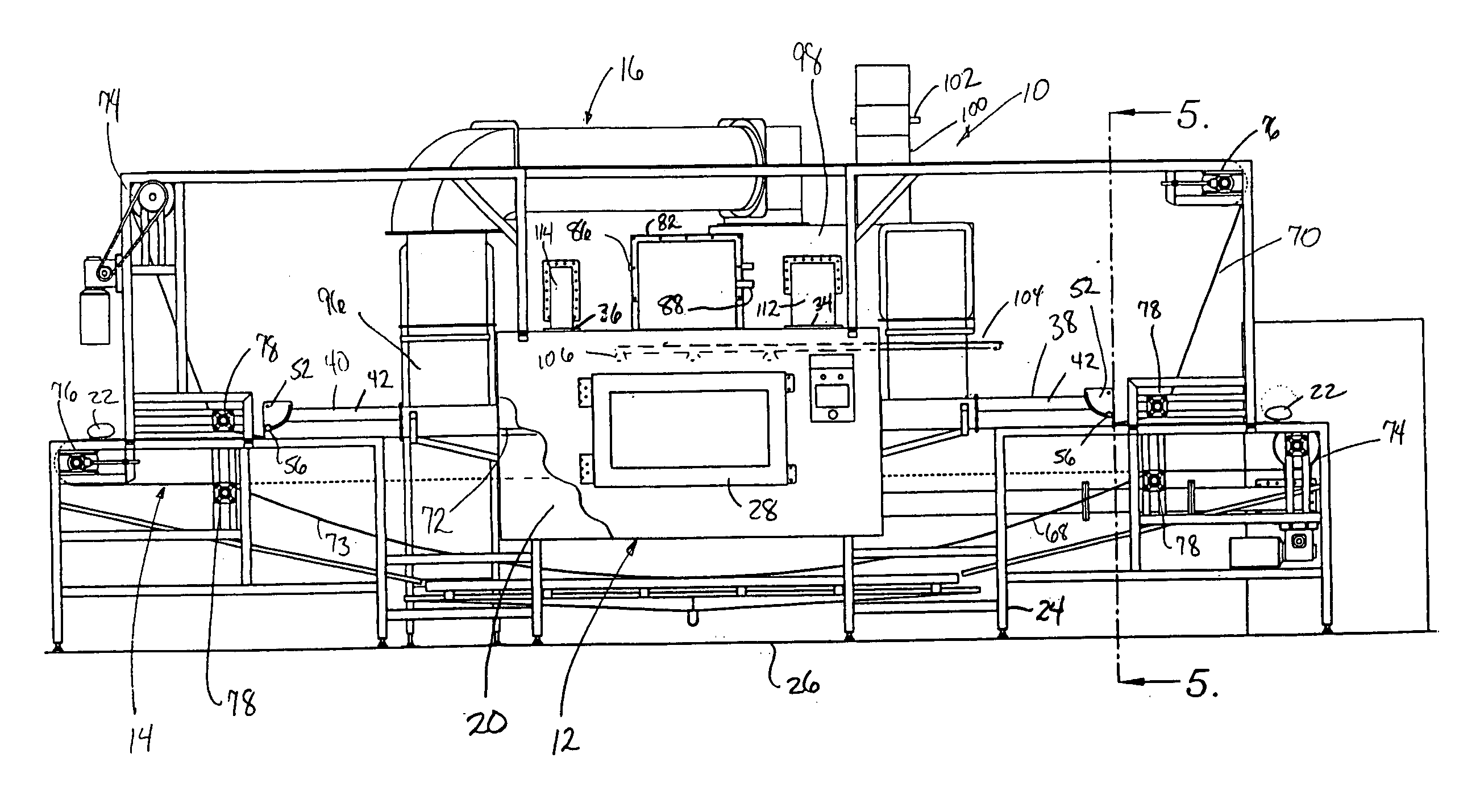 Continuous feed volumetric heating and convection oven