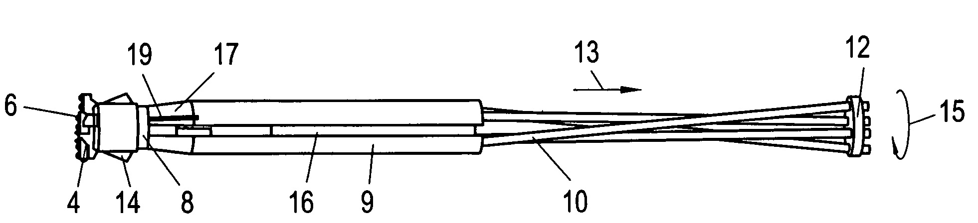 Method and device for drilling a hole in soil or rock material and for forming an anchoring