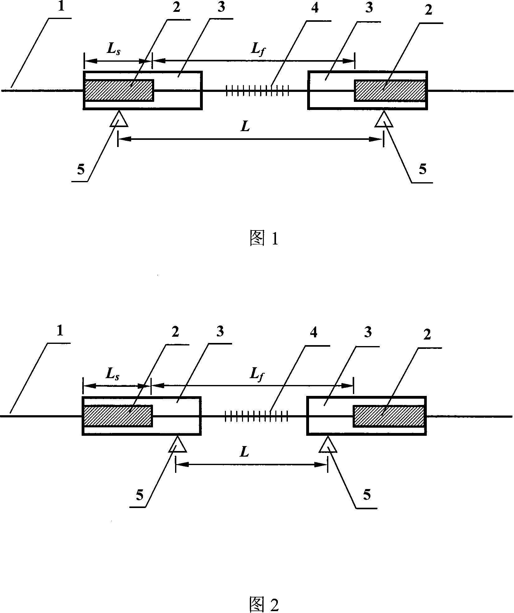 Encapsulation method for optical fibre grating add-and-subtract quick strain sensor