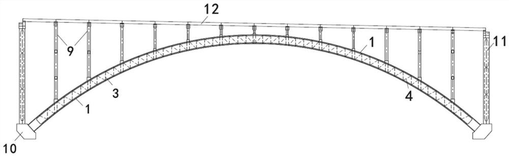 Combined arch segment structure, bridge and construction method