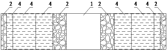 A slope protection embankment with block stone layer with the functions of sunshade and ventilation and cooling