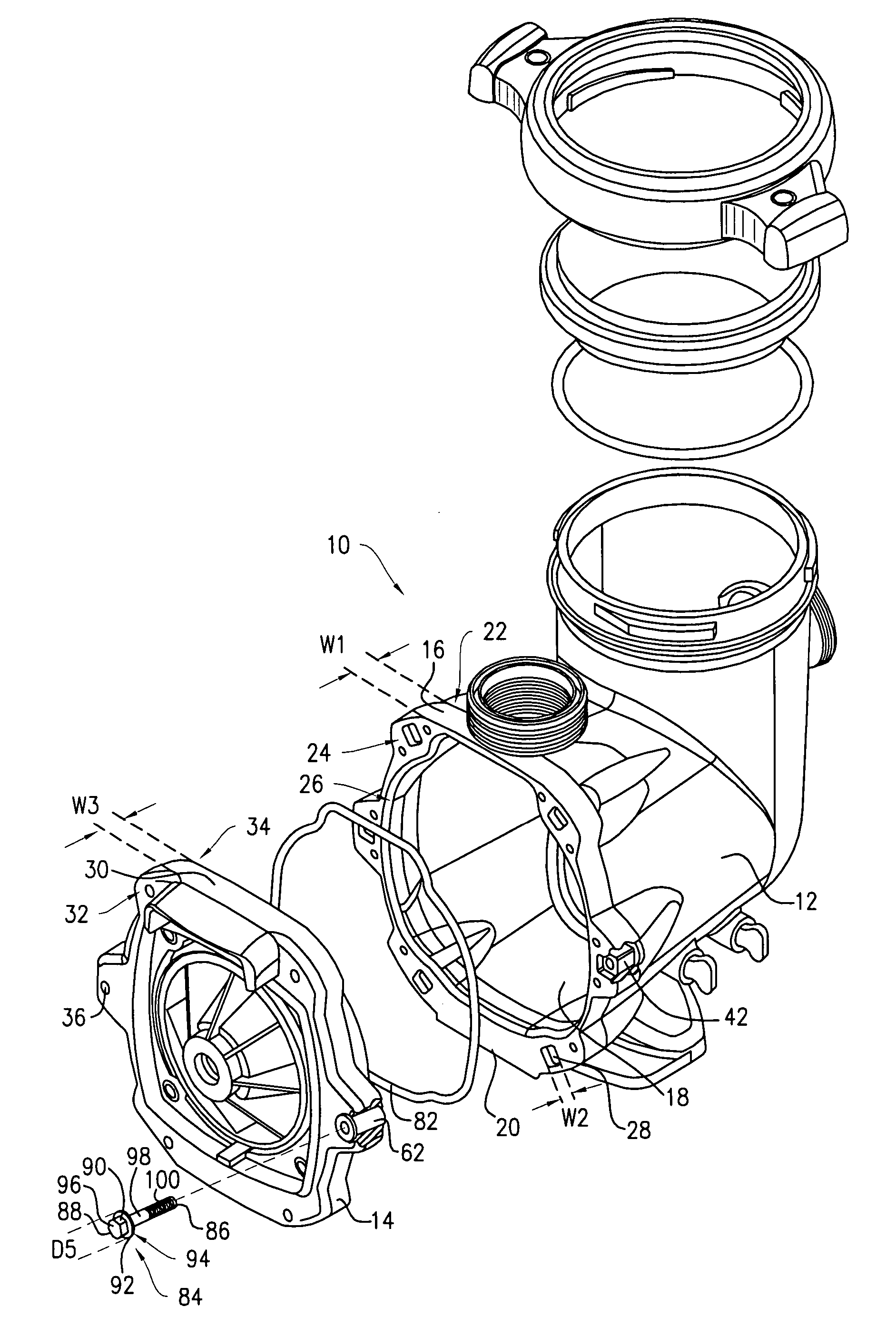 Pump housing coupling