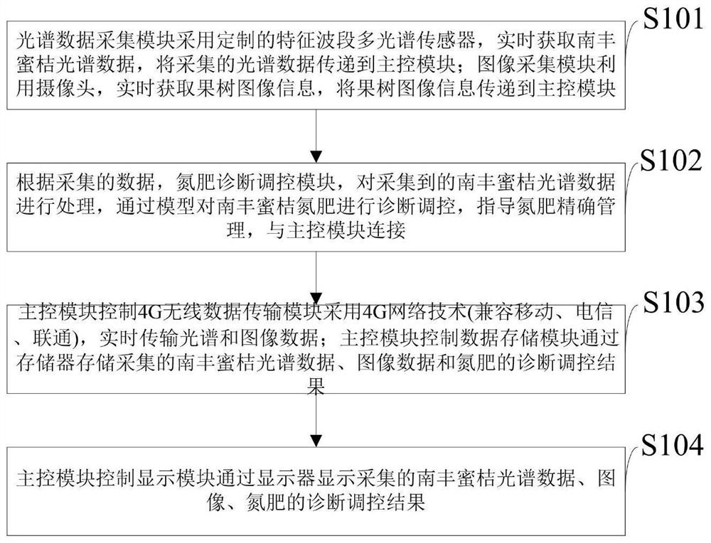 Intelligent spectrum monitoring and nitrogen fertilizer quantitative diagnosis system and method for Nanfeng mandarin oranges