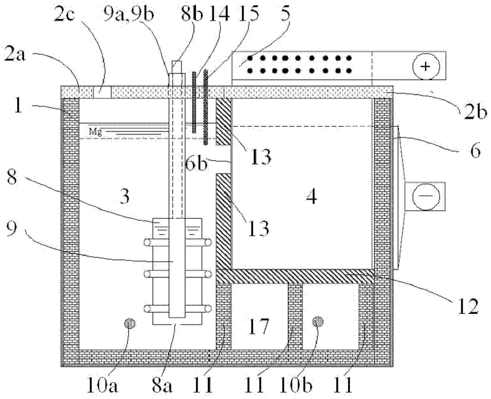 Device for generating metal magnesium by electrolyzing magnesium chloride